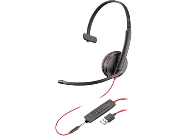 Plantronics Blackwire C3215 Headset - USB Type A - Over-the-head - Black
