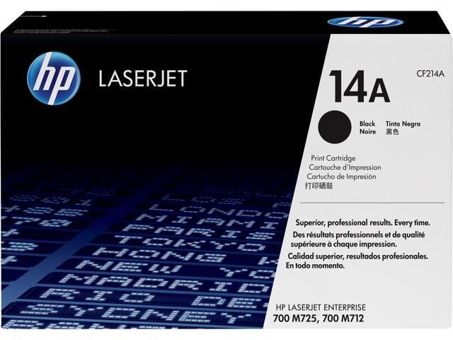 HP 14A Black Original LaserJet Toner Cartridge, ~10,000 pages, CF214A
