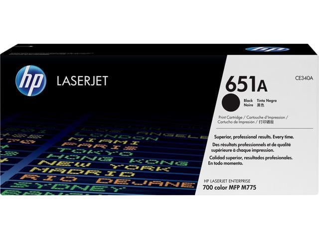 HP 651A Black Original LaserJet Toner Cartridge, ~13,500 pages, CE340A