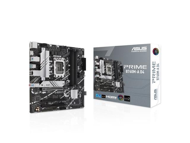 ASUS PRIME B760M-A D4 Intel B760 (LGA 1700)(13th and 12th Gen) mATX motherboard, PCIe 4.0, two M.2 slots, Realtek 2.5Gb Ethernet, DisplayPort,...