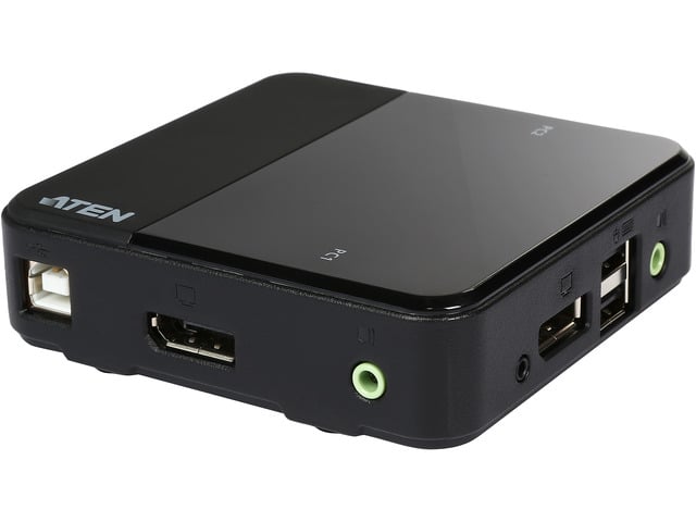 ATEN CS782DP 2-Port UHD 4K USB DisplayPort KVM Switch - allows to access two 4K-enabled computers from a single USB keyboard, USB mouse, and...