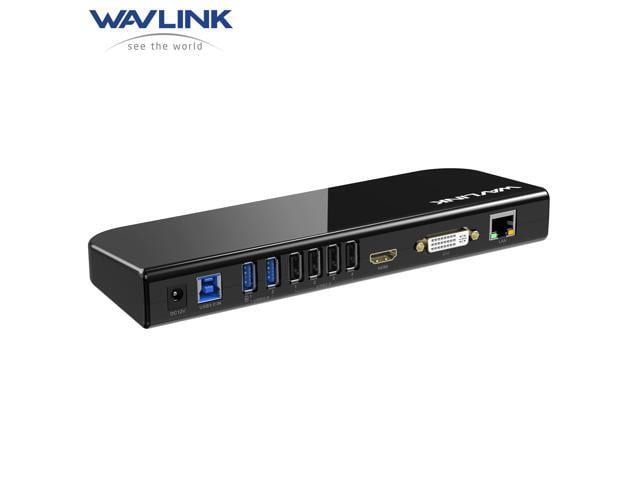 Apple Wavlink USB 3.0 Universal Laptop Docking Station Dual Monitors with HDMI/DVI/VGA, Gigabit Ethernet, 6 USB Ports, Audio for New MacBook Neo,...