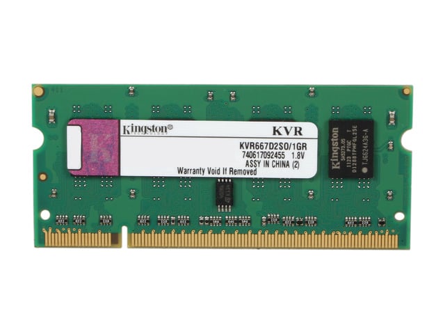 Kingston 1GB 200-Pin DDR2 SO-DIMM DDR2 667 (PC2 5300) Laptop Memory Model KVR667D2SO/1GR