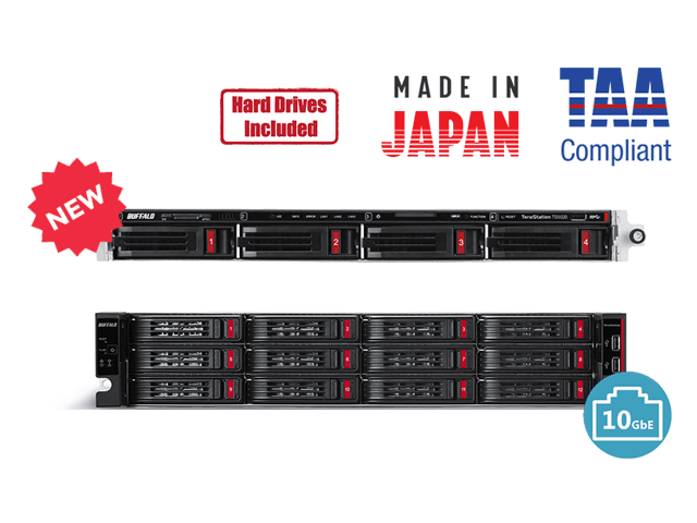 BUFFALO TeraStation 51220 12-Bay 144TB (12x12TB) Business Rackmount NAS Storage Hard Drives Included