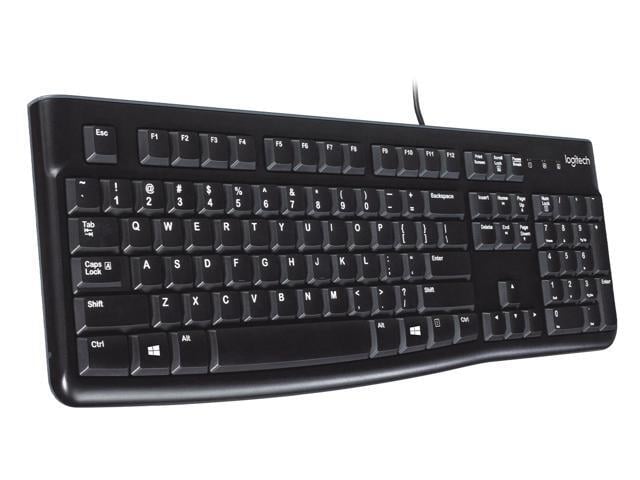 Logitech K120 Wired Keyboard for Windows, Plug and Play, Full-Size, Spill-Resistant, Curved Space Bar, Compatible with PC, Laptop - Black