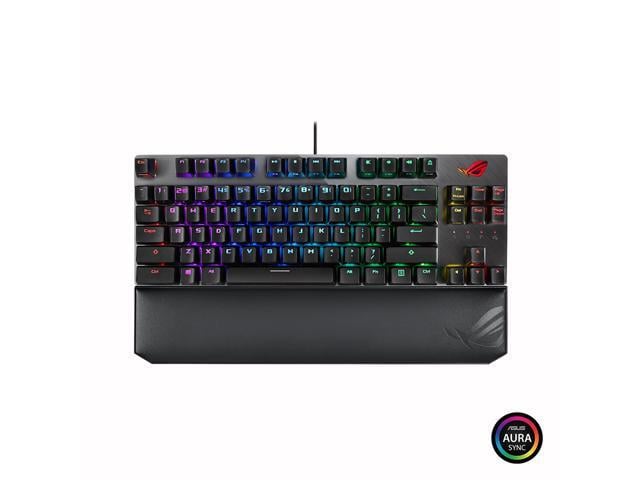 ASUS ROG Strix Scope TKL Deluxe Cherry MX Red Switches wired mechanical RGB Gaming Keyboard, aluminum frame, ergonomic wrist rest, and Aura Sync...