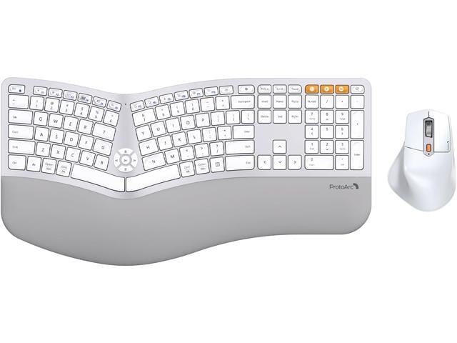 ProtoArc Full Size Wireless Bluetooth Ergo Keyboard Mouse Combo - Split Design, Wrist Rest, Multi-Device, Rechargeable, for Windows/Mac OS, EKM01...