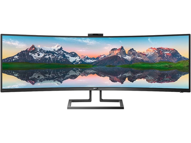 Philips 499P9H 49' SuperWide Curved Monitor, Dual QHD 5120 x 1440 32:9, USB-C Docking, KVM Switch, HDMI/DisplayPort, Windows Hello Pop-Up Webcam,...