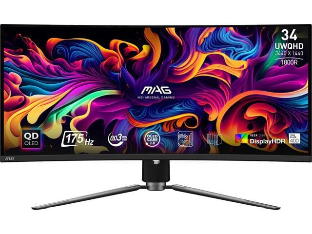 MSI MAG 341CQP QD-OLED 34" Ultrawide Gaming Monitor 3440x1440 175Hz OLED with AMD FreeSync Premium Pro