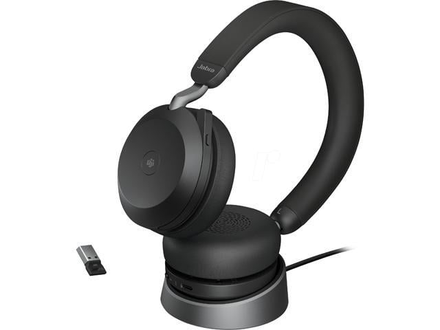 Jabra Evolve2 75 PC Wireless Headset with Charging Stand and 8-Mic Technology - Dual Foam Stereo Headphones with Advanced Active Noise Cancelling,...