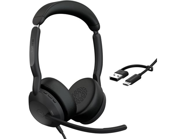 Jabra Evolve2 50 Wired Dual-Ear Headset - Noise Cancelling Headphones, Bluetooth Headset for Work with Noise Cancelling Microphones, Goes with...