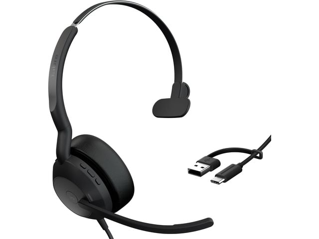Jabra Evolve2 50 Wired Single-Ear Headset - Noise Cancelling Headphones, Bluetooth Headset for Work with Noise Cancelling Microphones, Works with...