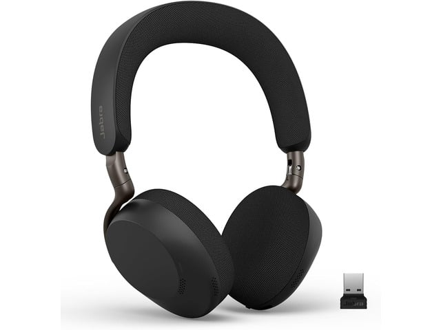 Jabra Evolve3 75 On-Ear Wireless Bluetooth Headset with Microphone for Work, USB-A, AI Voice Call Technology, Advanced Active Noise Cancellation,...