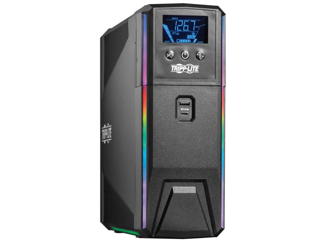 Tripp Lite UPS 1000VA 600W 120V Pure Sine Wave Gaming UPS Battery Backup - LCD, AVR, RGB LEDs, USB Charging, Power Saving - Tower - AVR - 7 Hour...