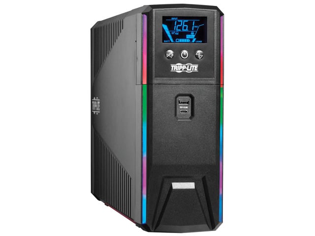 Eaton Tripp Lite Series 1500VA 900W 120V Pure Sine Wave Gaming UPS Battery Backup - LCD, AVR, RGB LEDs, USB Charging, Power Saving - Tower - AVR -...