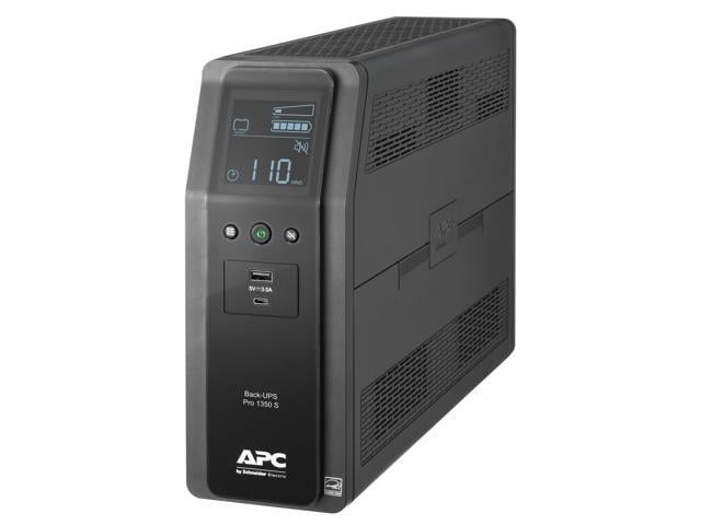 APC BR1350MS Back-UPS Pro, 1350VA/810W, Tower, 120V, 10x NEMA 5-15R outlets, Sine Wave, AVR, USB Type A + C ports, LCD, User Replaceable Battery -...