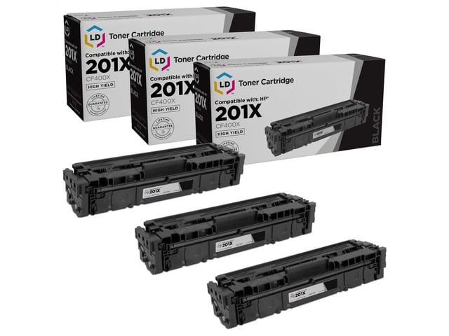 HP LD Products Compatible Toner Cartridge Replacement for HP 201X CF400X High Yield (Black, 3-Pack)
