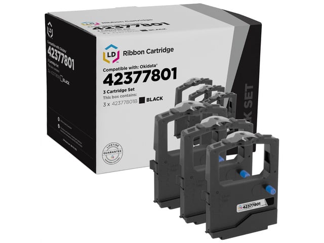 LD Products Compatible Printer Ribbon Cartridge Replacement for Okidata 42377801 (Black, 3-Multipack)