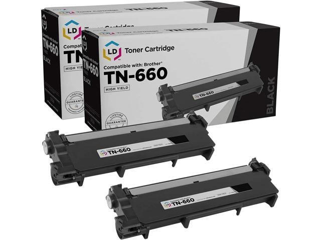 Brother LD Products Compatible Replacement Laser Toner Cartridge for Brother TN660 (2-Pack, Black) L2700DW MFC-2705DW