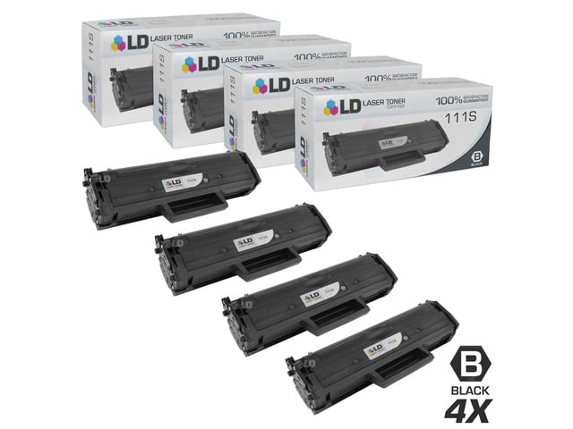 Samsung LD Compatible Replacements for Samsung MLT-D111S Set of 4 Black Laser Toner Cartridges for use in Samsung Xpress M2020W, and M2070FW Printers