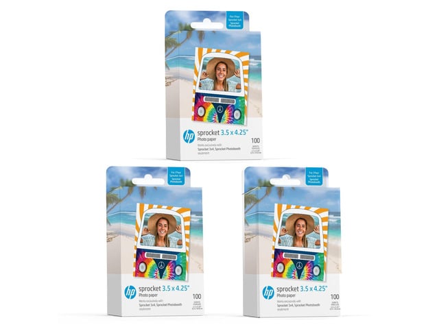 HP Sprocket 3.5 x 4.25 Zink Sticky-Backed Photo Paper (300 Pack) Compatible with HP Sprocket 3x4 Photobooth and Photo Printer