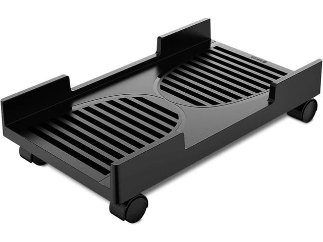 ORICO Computer Tower Stand, Mobile CPU Holder with 4 Caster Wheels Fits for Most Computer Tower, Gaming PC, Printer, Under Desk PC Holder (Black)