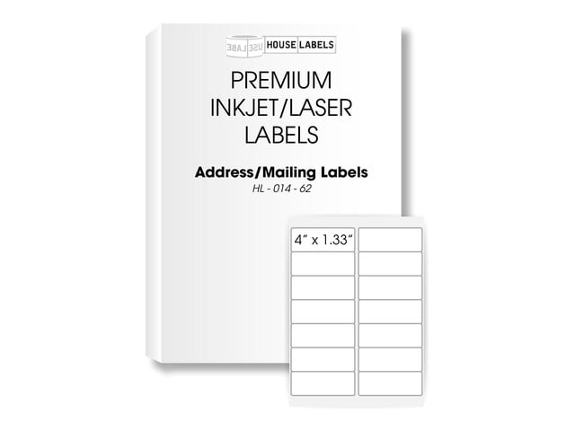 HOUSELABELS 14-up Address Labels (4' x 1-1/3') For Laser and Inkjet Printers, 500 Sheets