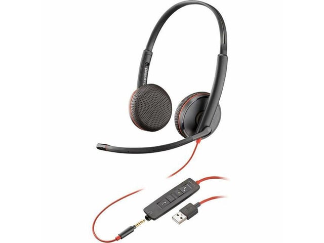 Poly Blackwire C3225 Headset - Stereo - Mini-phone (3.5mm) - Wired - 32 Ohm - 20 Hz - 20 kHz - On-ear, Over-the-head - Binaural - Supra-aural -...