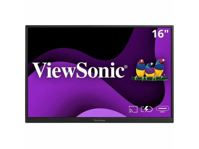 ViewSonic VG1656N 16' 1200p IPS Wireless Portable Monitor with 2 Way Powered 60W USB C, Built-in 4000 mAh Battery and Stand with Smart Cover