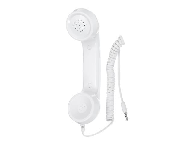 3.5mm Retro Telephone Handset Phone Telephone Receiver for Microphone Speaker Smooth White