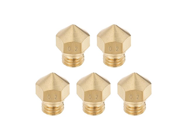 0.2mm 3D Printer Nozzle, Fit for MK10, for 1.75mm Filament Brass 5pcs