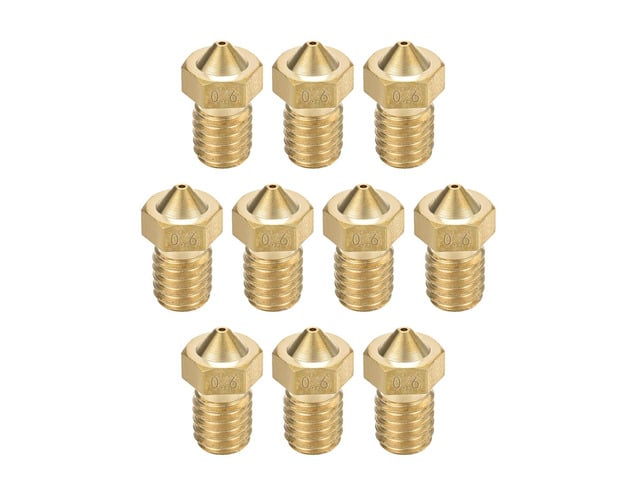 10pcs 3D Printer Nozzle,Brass V6 Nozzle 0.6mm,Extruder Print Head for 1.75mm Filament V5-V6 M6 3D Printer