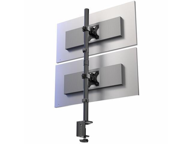 Black Dual LCD Monitor Desk Mount Stand, Stacked Vertical 2 Screens up to 34'