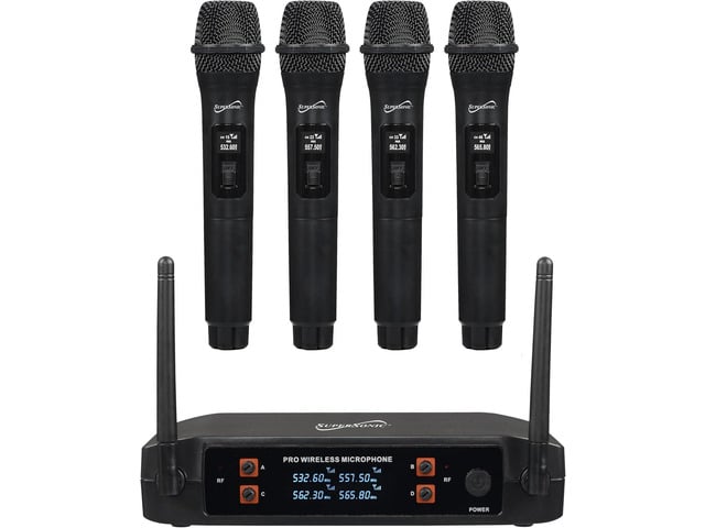 Supersonic SC-909 2.4G 4 Channel Wireless Microphone System 160FT Range, Crystal Clear Sound