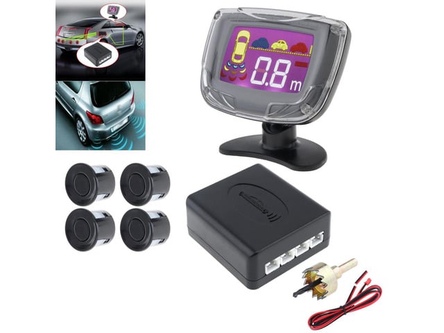 Intel Waterproof Intelligent Parking Assistance System with 4 Parking Sensors and LCD Display Monitor - Black