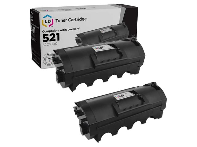 LD Products Compatible Toner Cartridge Replacements for Lexmark 521 (Black, 2-Pack)