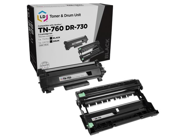 Brother LD Products Compatible Replacements for Brother 760 TN760 TN-760 Black Toner Cartridge & DR730 DR-730 Drum Unit (1 Toner 1 Drum, 2-Pack) for...