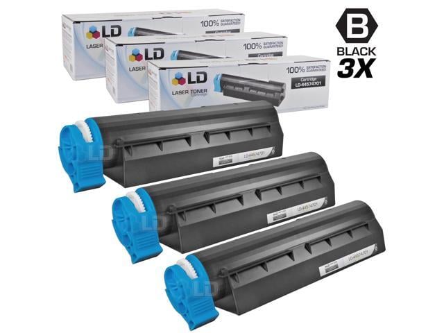 LD Set of 3 Okidata Compatible 44574701 Black Laser Toner Cartridge for the MB461 MFP, MB471, MB471W, B411d, B411dn, B431d and B431dn Printers