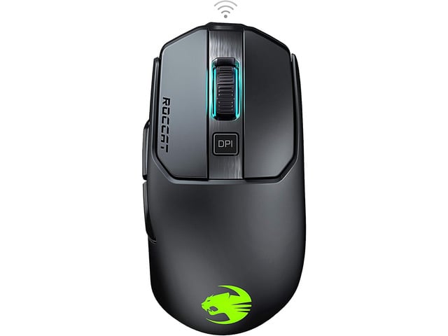 ROCCAT Kain 200 Wireless PC Gaming Mouse, AIMO RGB Backlit Lighting, Owl-Eye Optical Sensor, Ergonomic Mouse Feel, 5 Side Buttons, Adjustable Up to...