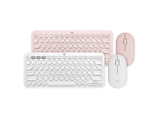 Logitech K380 920-007559 White Bluetooth Wireless Mini Keyboard and PEBBLE Bluetooth Mouse Thin & Light 1000DPI High Precision Optical Tracking...