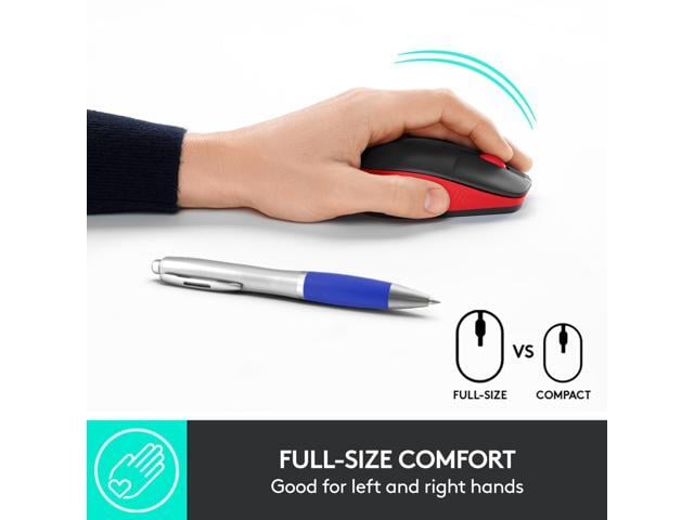 Logitech M190 Full-Size Wireless Mouse - Red