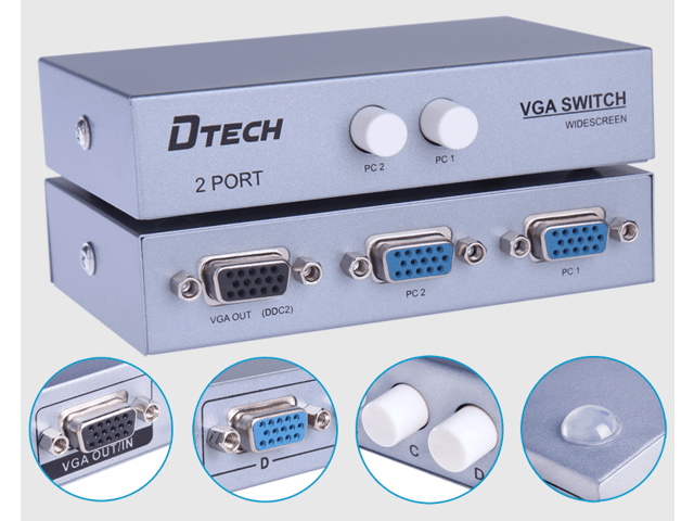 DTECH DT-7032 VGA switch 2*1 computer display VGA interface converter,VGA switcher binary computer monitor connected to a converter switch Lynx