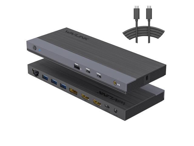 WAVLINK Laptop Docking Station for 3 Monitors with 100W PD Max, 8K@30Hz/4K@144Hz Single Display, Dual 4K@60Hz, 2× USB-C 10Gbps, 4× USB-A 5Gbps,...