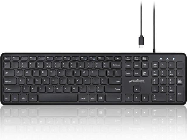 Perixx PERIBOARD-210C Wired Full-Size USB C Keyboard with Quiet Scissor Keys - Compatible with Mac, iPad, Windows, Chromebook, Tablets, Desktop,...