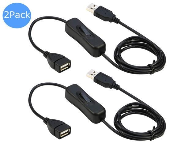 RIITOP USB Extension Cable with ON/Off Switch USB Male to Female Cable Support (Data and Power) for USB Headset, LED Strips(2-Pack)