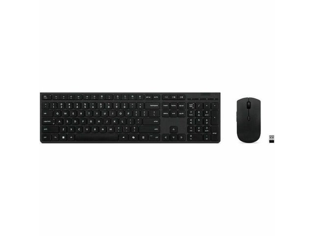 Lenovo Professional Wireless Rechargeable Combo Keyboard and Mouse -US English - USB Type A Scissors Wireless Bluetooth/RF 2.40 GHz Keyboard -...