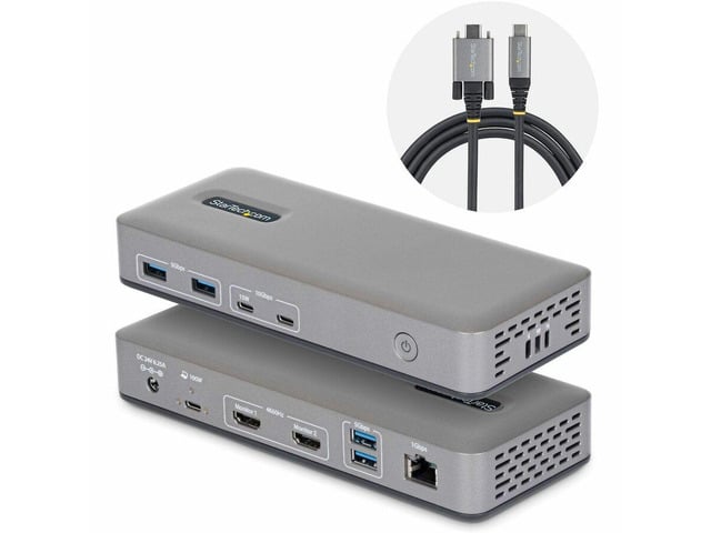 StarTech Dual-Monitor USB-C Docking Station HDMI 4K 60Hz 100W Laptop Charging 1GbE Driverless Multi-Monitor Dock 196NUSBCDOCK