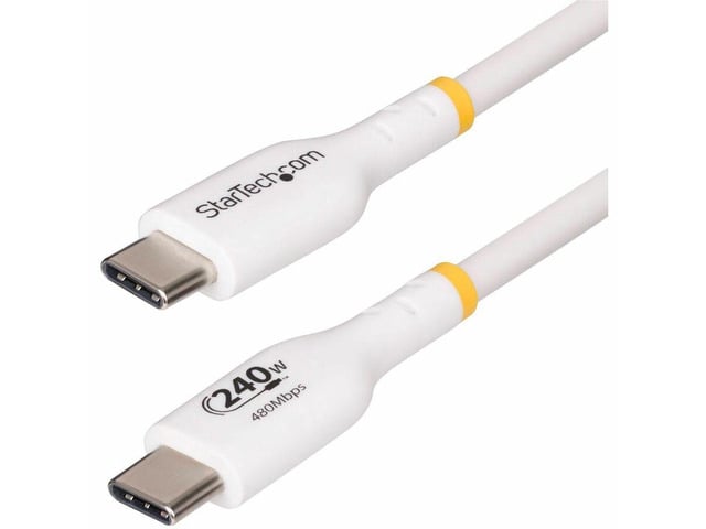 StarTech 10ft White USB-C Charging Cable USB-IF Certified USB C Cable 240W PD EPR USB 2.0 Type-C Laptop Charger Cord TPE Jacket