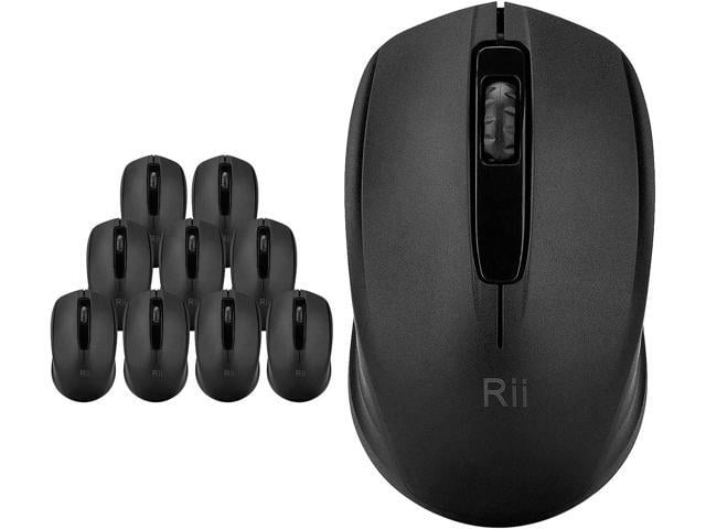 Rii 10-Pack Wireless Mouse,2.4G Portable Computer Mice for PC, Laptop, Windows,Office Included Wireless USB dongle (Black)