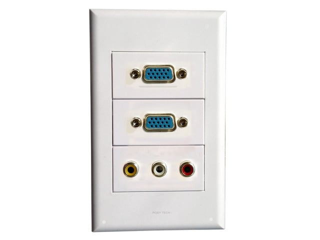 Wall Plate with VGA + VGA + 3 RCA Modular D-Sub Monitor Display Distribution for Cabling System Multimedia information interface,Integrated Wiring...